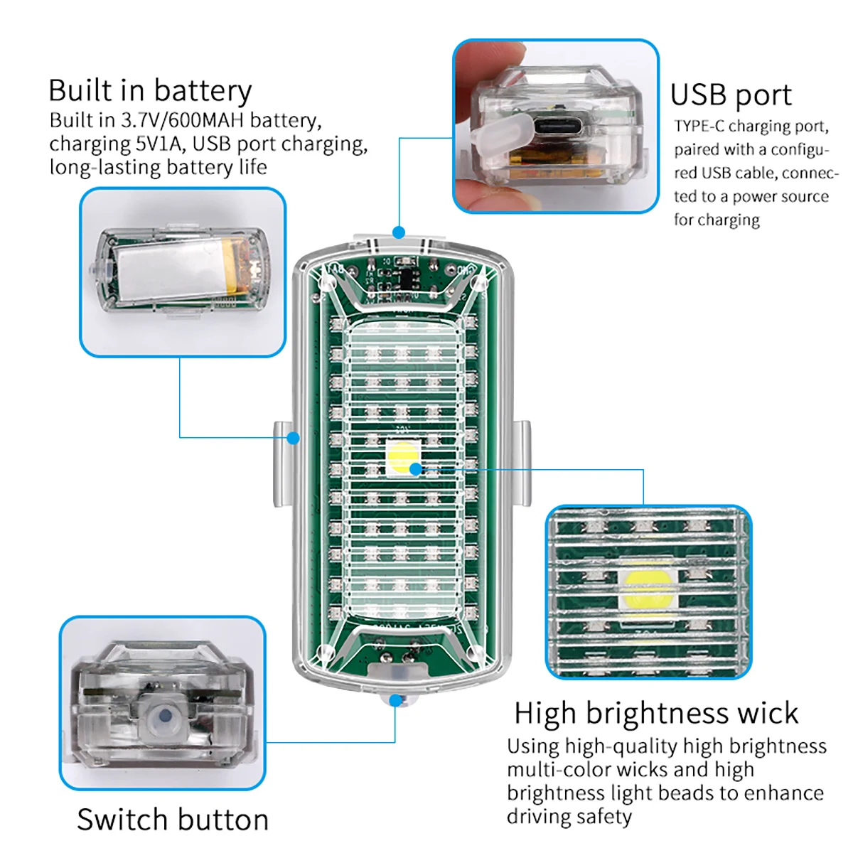 Lampe anti-collision LED sans fil 2,4G avec télécommande - 1/2/4 LED