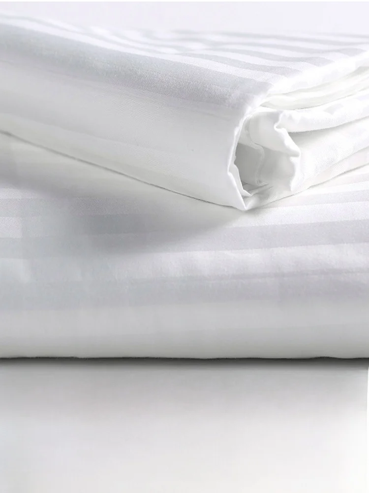 Hotel Bedding White Waed Cotton Sateen Stripe Pillowcases for Beau Salons Bath Massage ops Homestay Bed eets