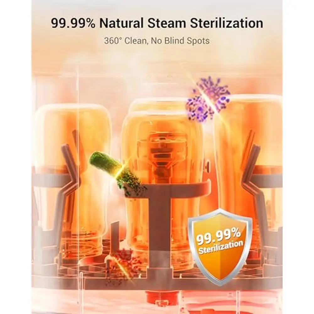 EaseClean All-in-One Bottle Washer Sterilizer Dryer Baby Pump Parts Powerful Sprays Exterior Interior Cleaning 4 Programs Quick 4