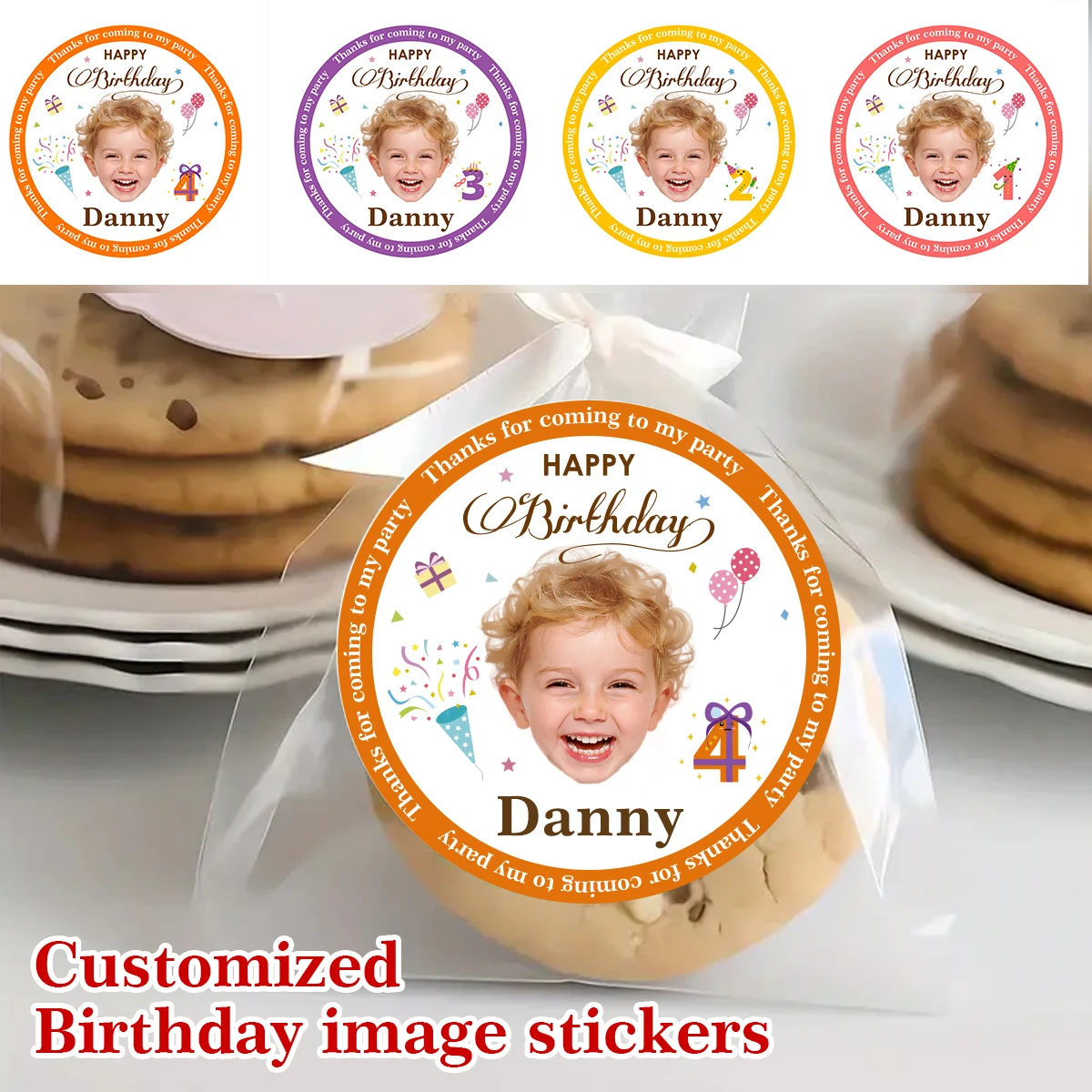 Personalized Kids Birthday Stickers Souvenir Wrap & Birthday Gift Kids Stickers Waterproof ZP1