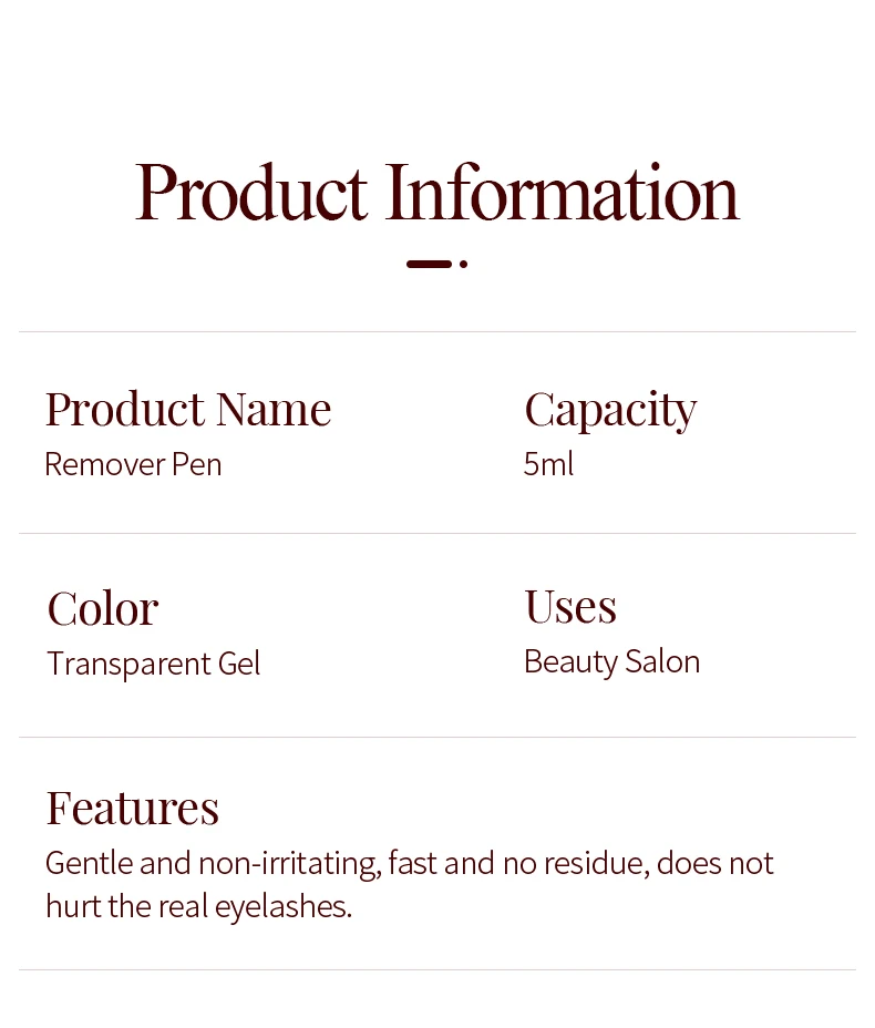 Description Picture 4 of itemSONG LASHES Fake lashes Remover Pen  5ml Non-irritating 11X125mm Transparent Gel Remover Pen For Beauty Salon