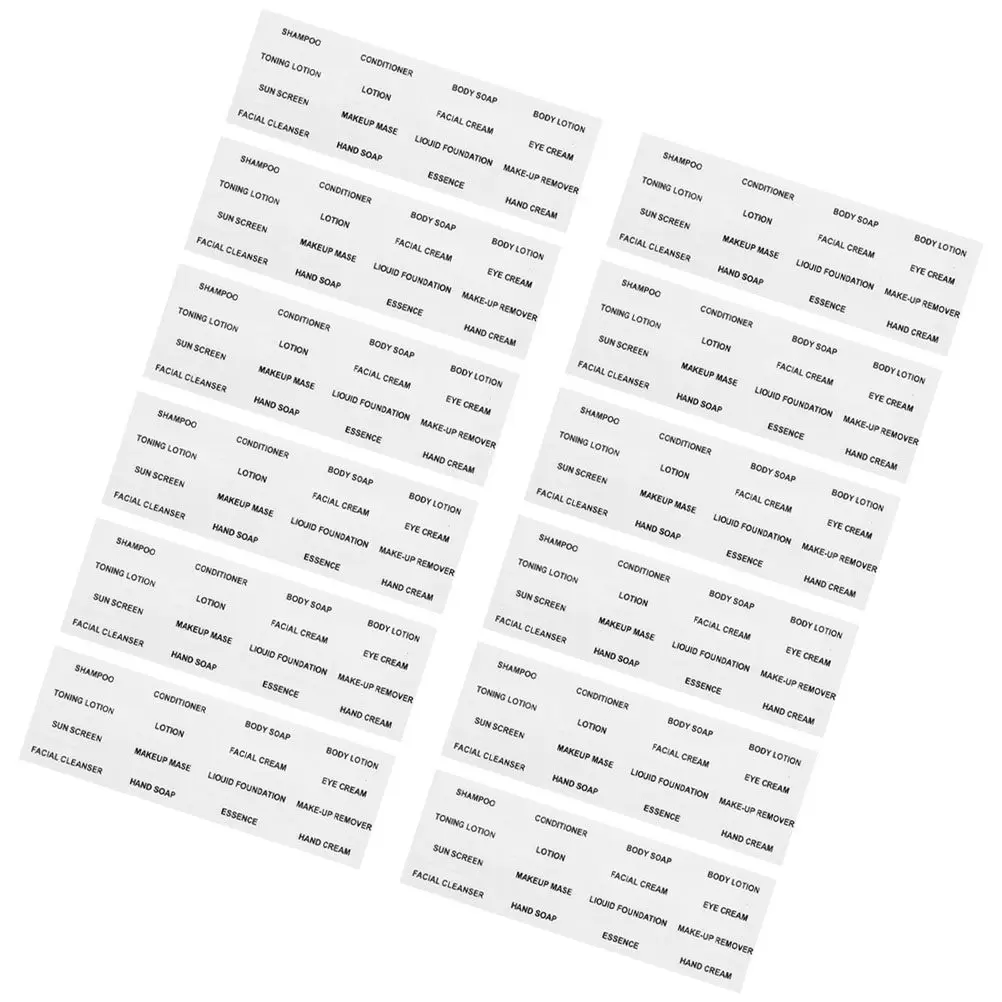 12장 투명 방수 여행용 병 라벨 (화장품, 샴푸, 컨디셔너, 로션, 크림, 리필용 병)