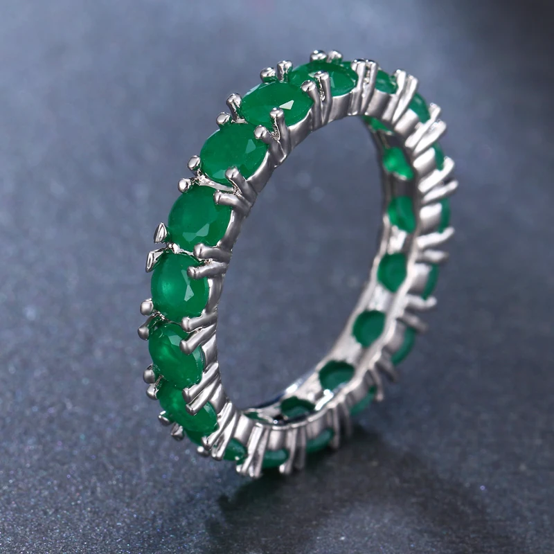 Mode Zilveren Kleur Zirkoon Engagement Ring Voor Vrouwen Groen Blauw Rode Partij Ringen Voor Meisje Sieraden Gift Anillos