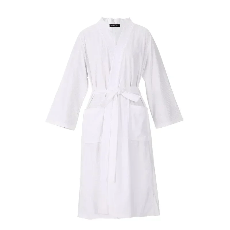 Spring and summer bathrobe female thin section couple robe men and women summer seven-minute sleeve Korean
