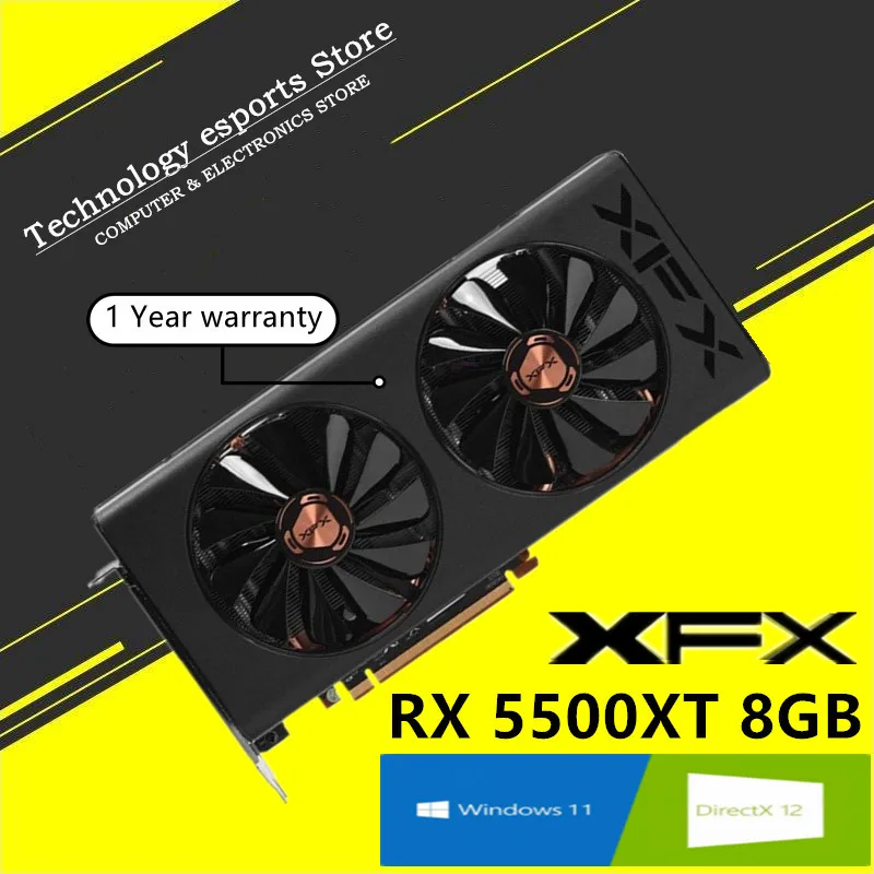 XFX-RX-5500XT-8GB-Graphics-Card-GPU-AMD-Radeon-RX-5500-RX5500XT-GDDR6 ...