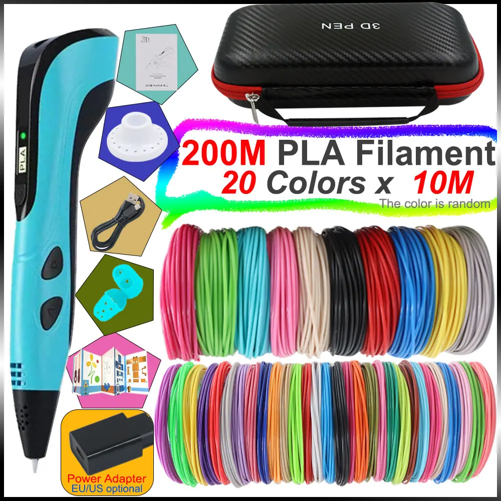 Creative Toys Children's 3D Printing Pen 3D Pen with LCD Screen Power Adapter PLA Filament Suitcase Kids Christmas Birthday Gift