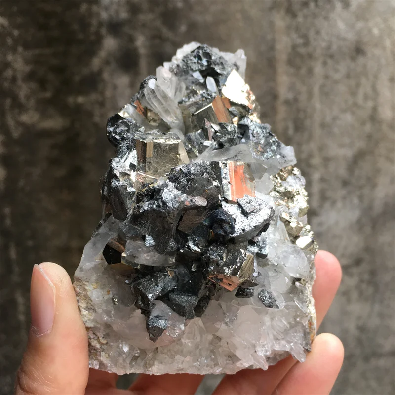 

Настоящий натуральный камень, кристалл кварца и пирита, Плюмбум, симбиотические образцы, минеральное сырье, кластер для декора комнаты, домашнее лечение рейки