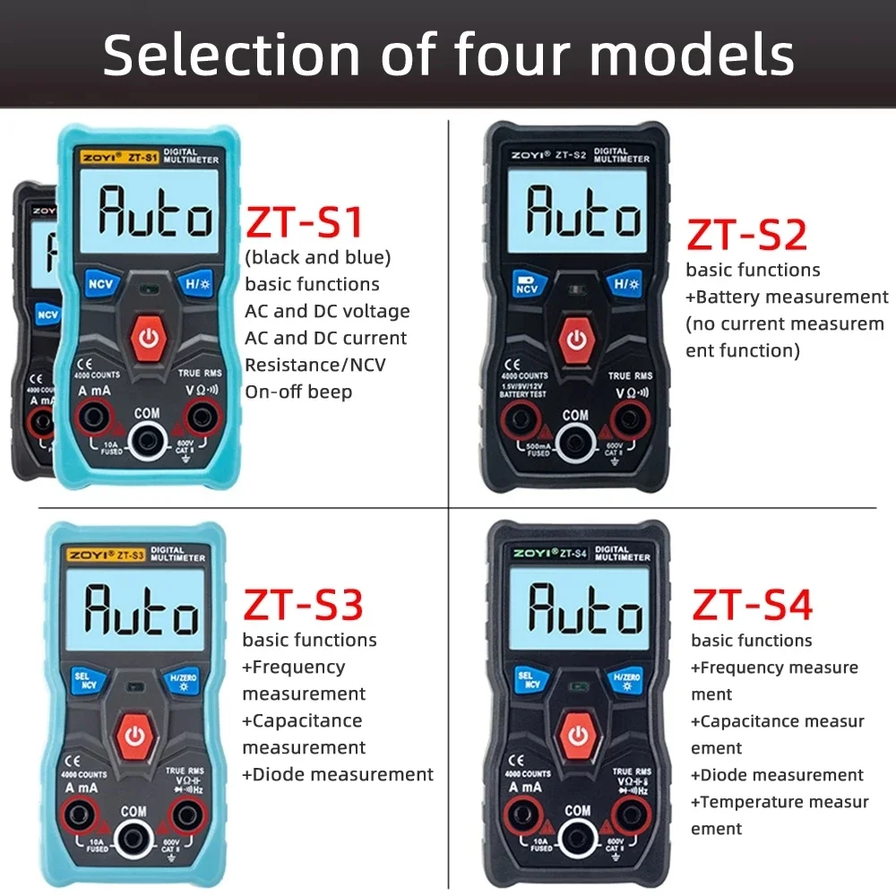ZOYI ZT-S3 Digital Multimeter tester autoranging True rms automotriz Mmultimetro with NCV LCD backlight