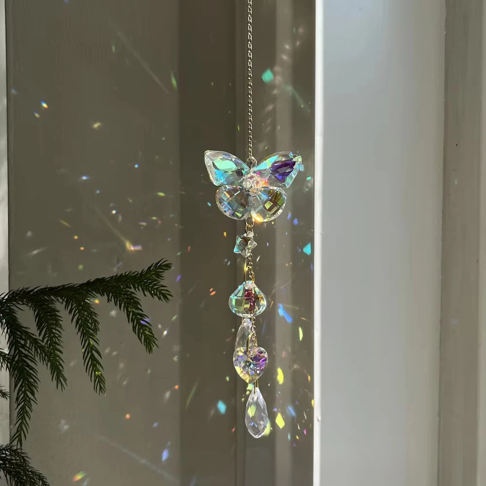 Wind Chimes Wind Chime Crystal Ornament Crystal Light Catcher Crystal Hanging Decoration Window Hanging Suncatcher Crystal Sun Catcher Crystal Wall Hanging Glass Pendant Ornament Wall Hanging Pendant Garden Decoration Window Hanging Hand-woven Butterfly Dragonfly Crystal Sun Catcher Wind Chime Pendant
