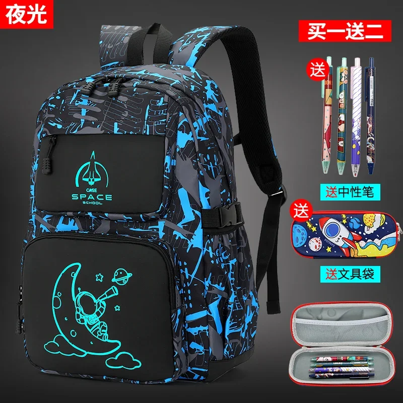 2024 Waterproof Luminous children School Bags For Boys teens Kids School Backpack Orthopedic Primary Schoolbag Book Bag Mochila 2