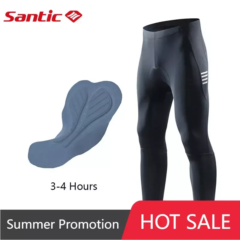 Santic Cycling Pants Men Summer Bicycle Long Pants Cushion MTB Ride Bike Trousers Outdoor Sports Reflective