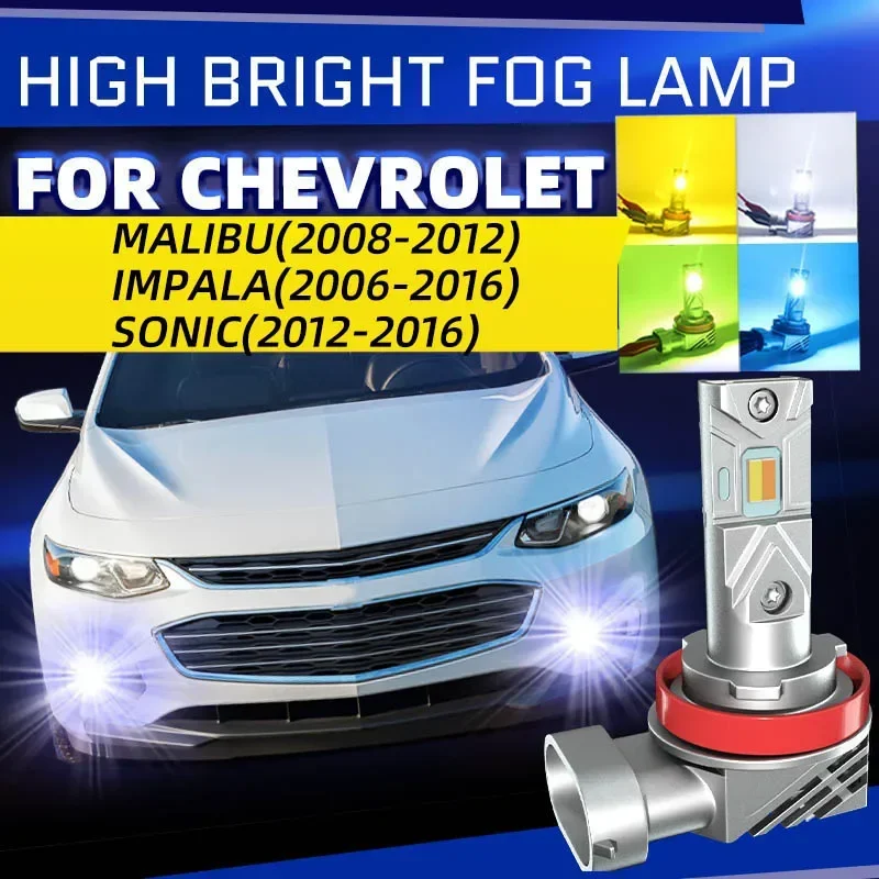 2 Pz Auto Led Fendinebbia Anteriori Lampadine Dual Colors Switchback Bianco Giallo Per Chevrolet Malibu Impala Limited Sonic 2008 2012 2016