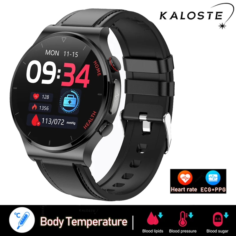New Health Smart Watch Men ECG+PPG Heart Rate Blood Pressure Watches Body Temperature Fitness Tracker Smartwatch For Samsung+Box 