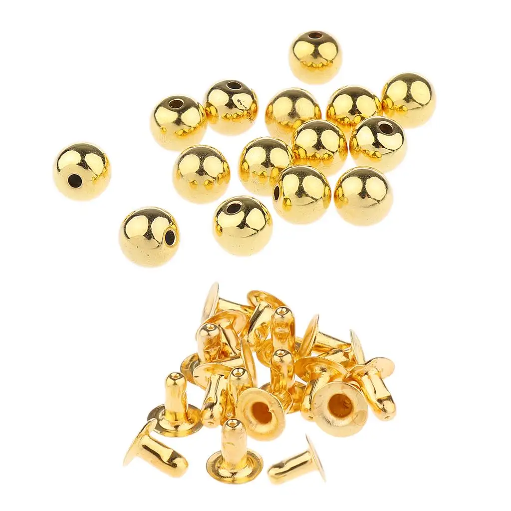 15 Sets 10mm Plastic Pearl Ball Studs Rivet Screw for DIY Leather Crafts