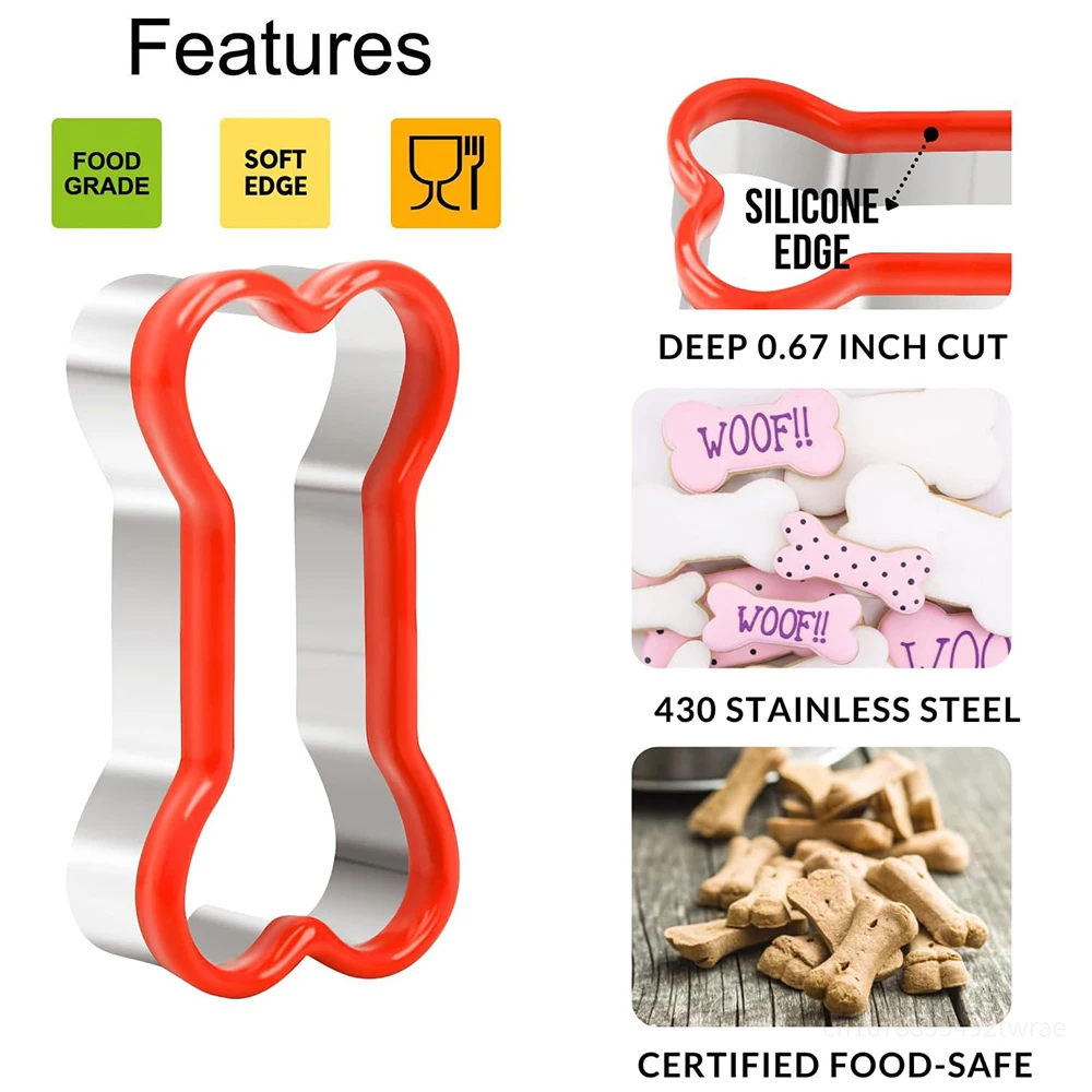 Cookie Cutter,Baking Mold,Cookie Mould,Cookie Printing Mold,Baking Decorating Tools,Cookie Maker Press Kit,Pastry Cutter 3Pcs Dog Bone Cookie Cutters Set