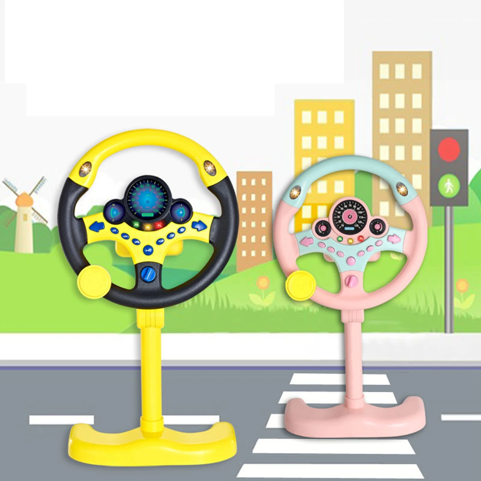 Electric Simulated Driving Steering Wheel Interactive Toys Copilot Toy Electric Toys W/Light Music Sounding Toy Kids Baby Gifts 3