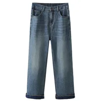 Autumn New Retro Slim Denim Straight Leg Pants Fashion Plus Size Women's Jeans Casual Lace Hem Full Length Bottoms 8659 - Image 4