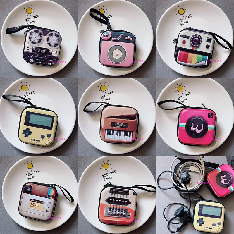 

2023 New Creative Tinplate Coin Purse Vintage Record Tape Fashion Small Purse Large Capacity Key Coin Earphone Storage Wallet