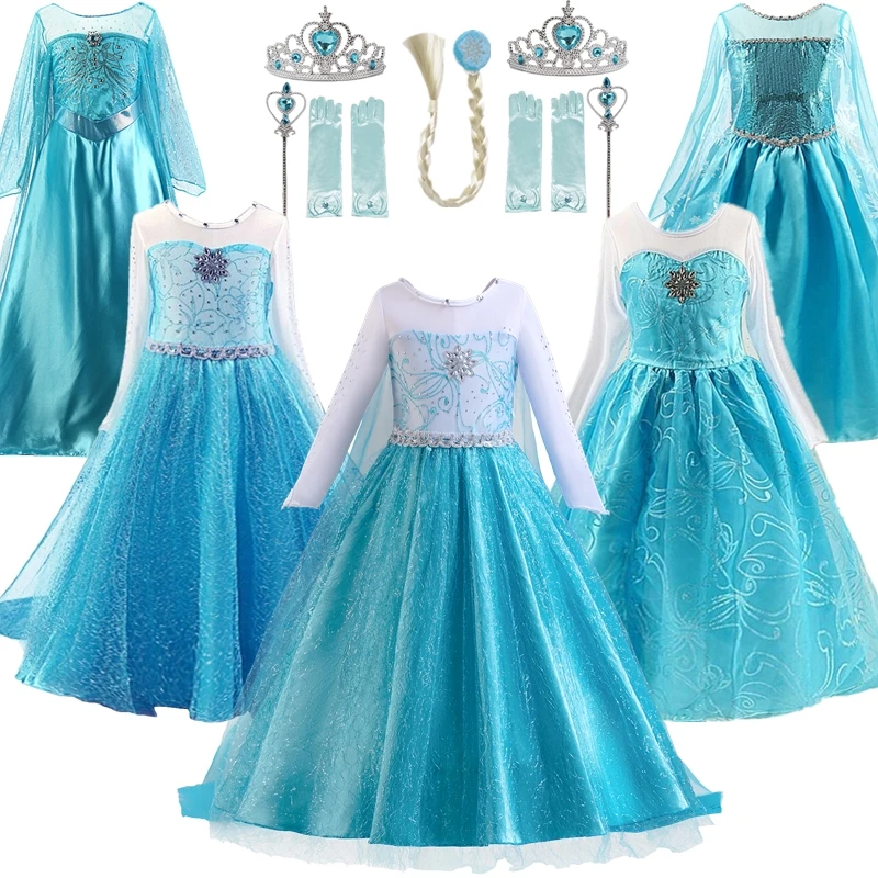 Cosplay de manga comprida feminino Vestido, Elsa, Fantasia princesa Fantasia, Carnaval, Páscoa, Vestir, Festa, Aniversário, Crianças, Meninas, 2024