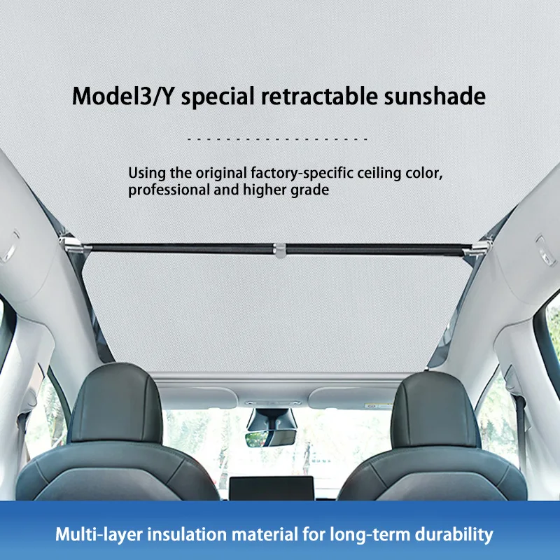 For 2021 New Tesla Model 3/Y Sunroof Sunshade Fabric Blind Made By Heat