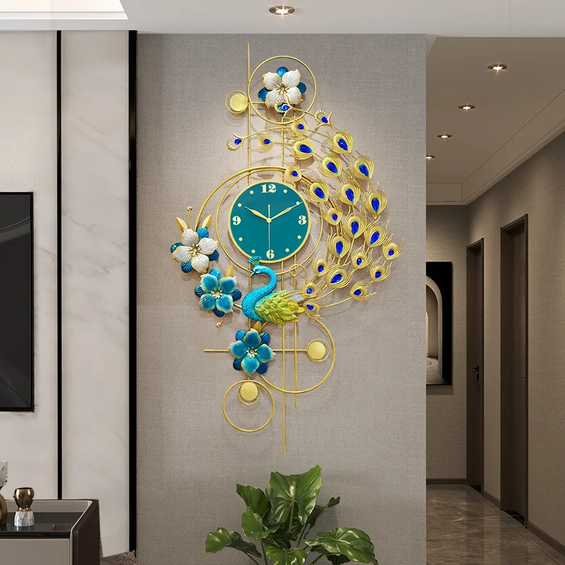 

Wall Clock Home Clock Living Room Creative Peacock Clock Wall-Mounted Mute Elegant European Style Modern Light Luxury Watch