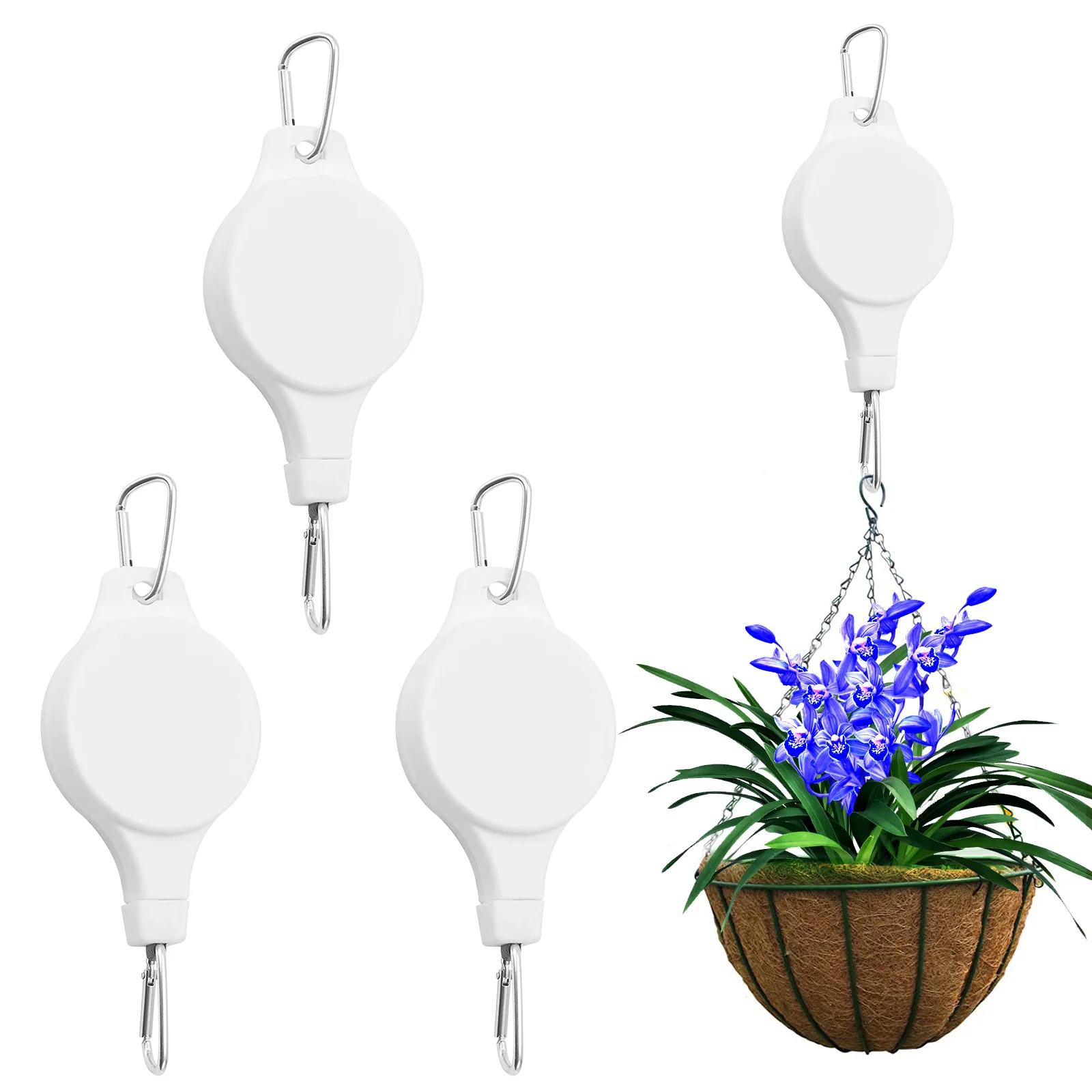 2/3/4/5 Pcs Flower Basket Hook Telescopic Hook Hanging Plant Hook Pulley  Hook 8.3-35.4 Inch 1~8kg For Home Garden Decoration