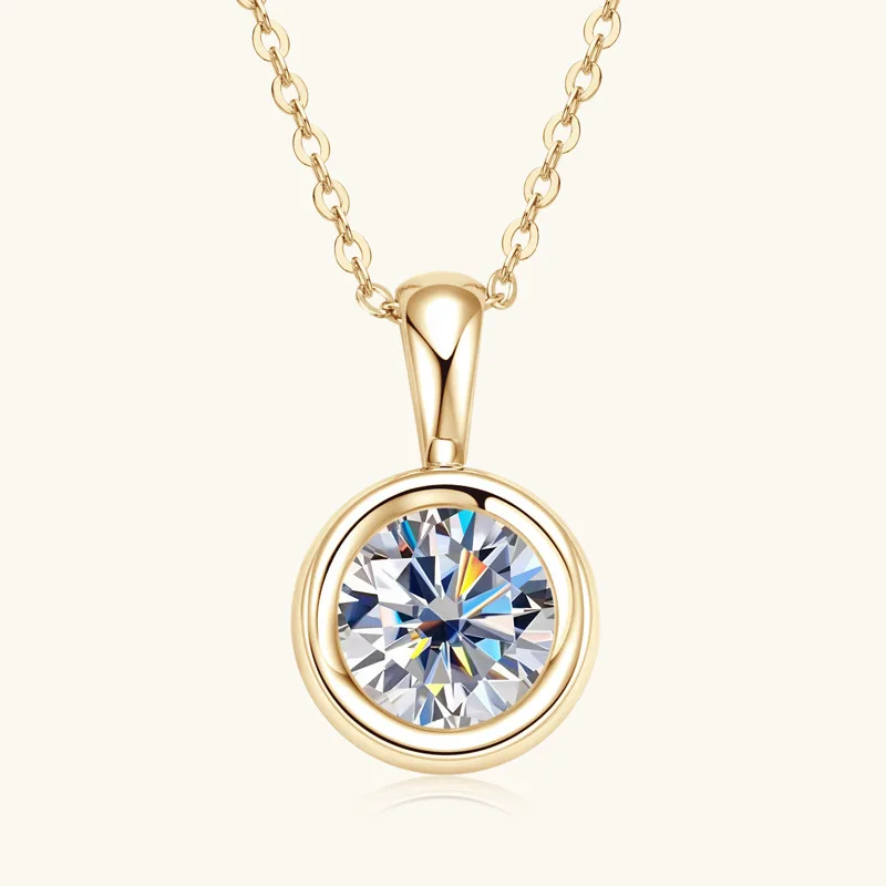 JoyceJelly 2ct Moissanit-Halskette für Frauen, S925-Sterlingsilber-Anhänger, Schlüsselbeinkette für Hochzeit, weiblicher Luxus-Halsschmuck