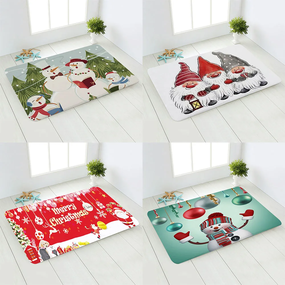 

Рождественский коврик с рисунком снеговика Санты, напольный коврик для дома, кухни, спальни, ванной комнаты, входной двери, противоскользящее украшение