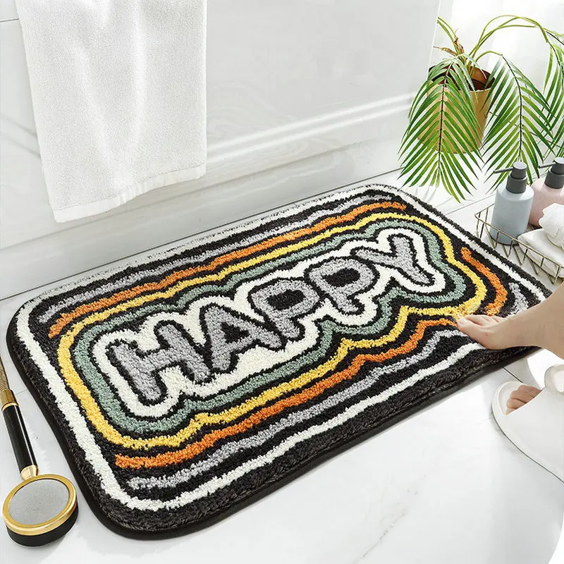 

Non-slip Bathroom Mats INS Simple Stripe Carpet Super Absorbent Soft Flocking Toilet Floor Rugs Doormat Home Decor Bath Mat