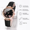 6PCS/Set Women Watches Fashion Heart Dial Leather Band Quartz Watch Leaf Bracelets Set ( Without Box ) 6