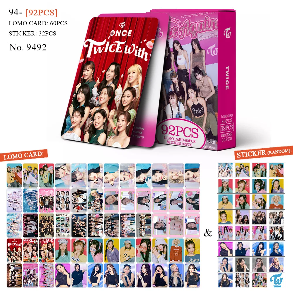 

92pcs/Set Kpop Idol TWICE Lomo Card High Quality HD Double Side Print Photo Cards SANA MOMO MINA Fans Collection Gift