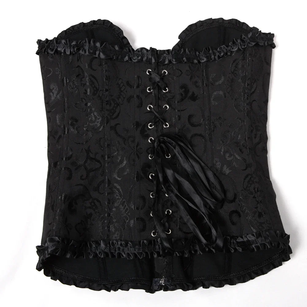 Women Sexy Bustiers And Corsets Floral Lace Tops Vintage Corset Gothic Overbust Satin Jacquard Corselet Waist Corset Corset Bustier Top Lace Corset