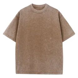 Vintage-Inspired Heavyweight Solid Color Oversized T-Shirt - Unisex Summer Streetwear - XXXL (Brown)