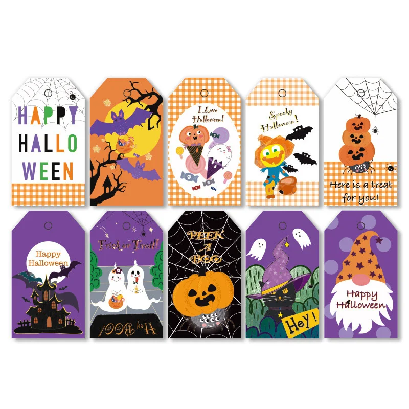 50pcs Halloween Gift Tags Pumpkin Bat Ghost Candy Bag ...