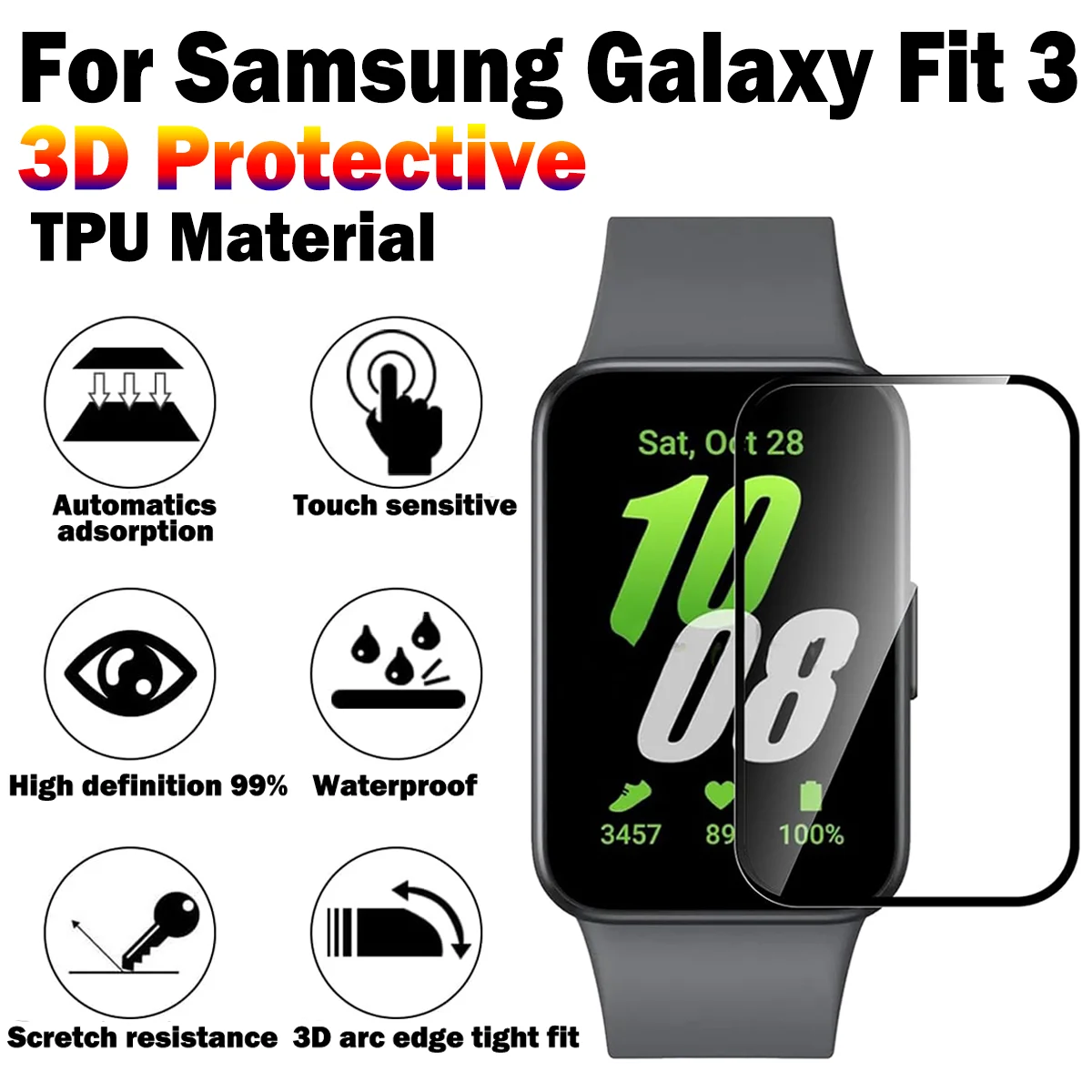 

Изогнутая Ультрапрозрачная мягкая защитная плёнка для смарт-часов Samsung Galaxy Fit 3