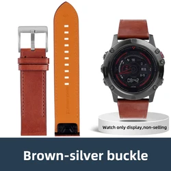 Premium Leather Quickfit Strap - Cowhide Bracelet - 22mm (Brown - silver buckle)