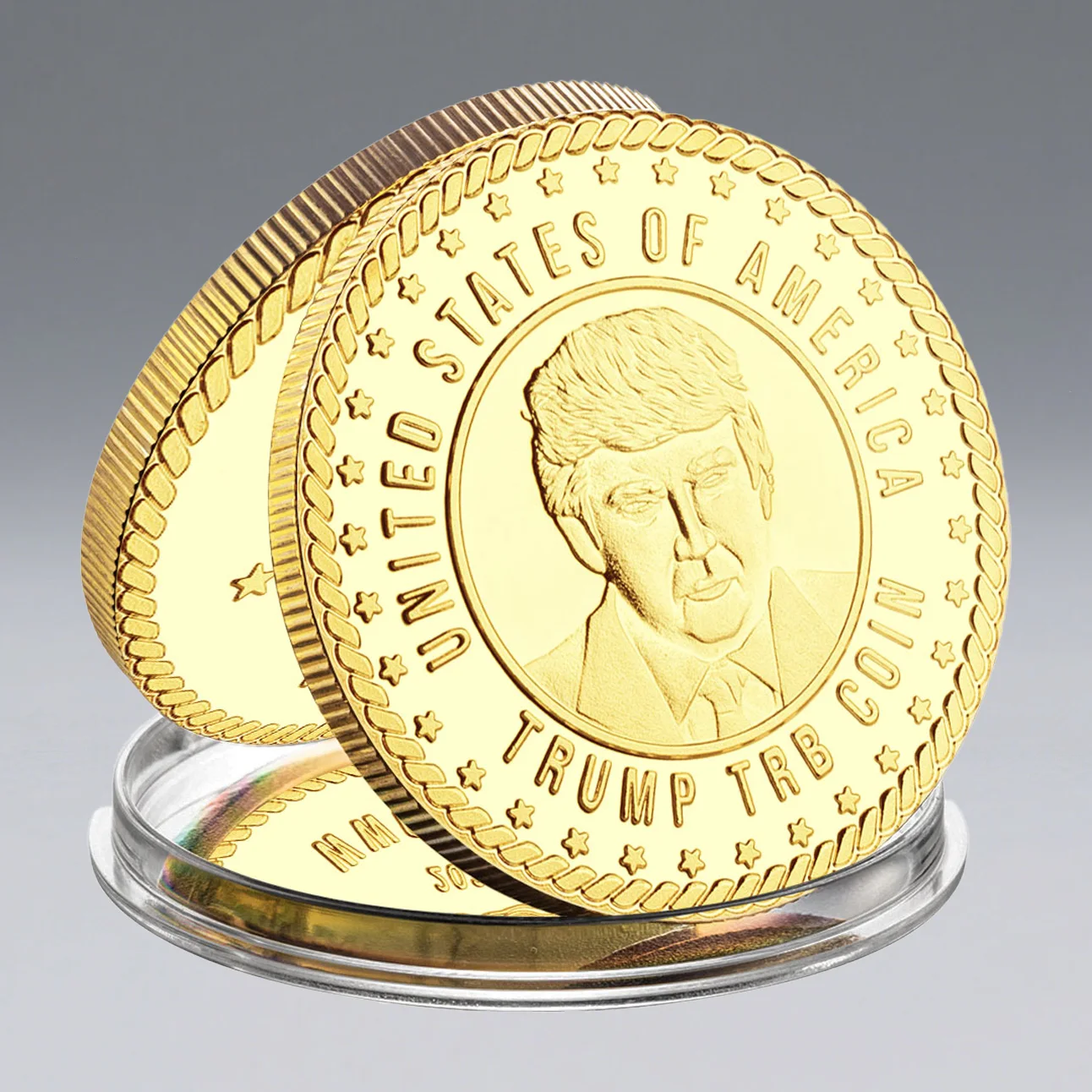Gold Plated Donald Trump American Flag Collectible Coin 1