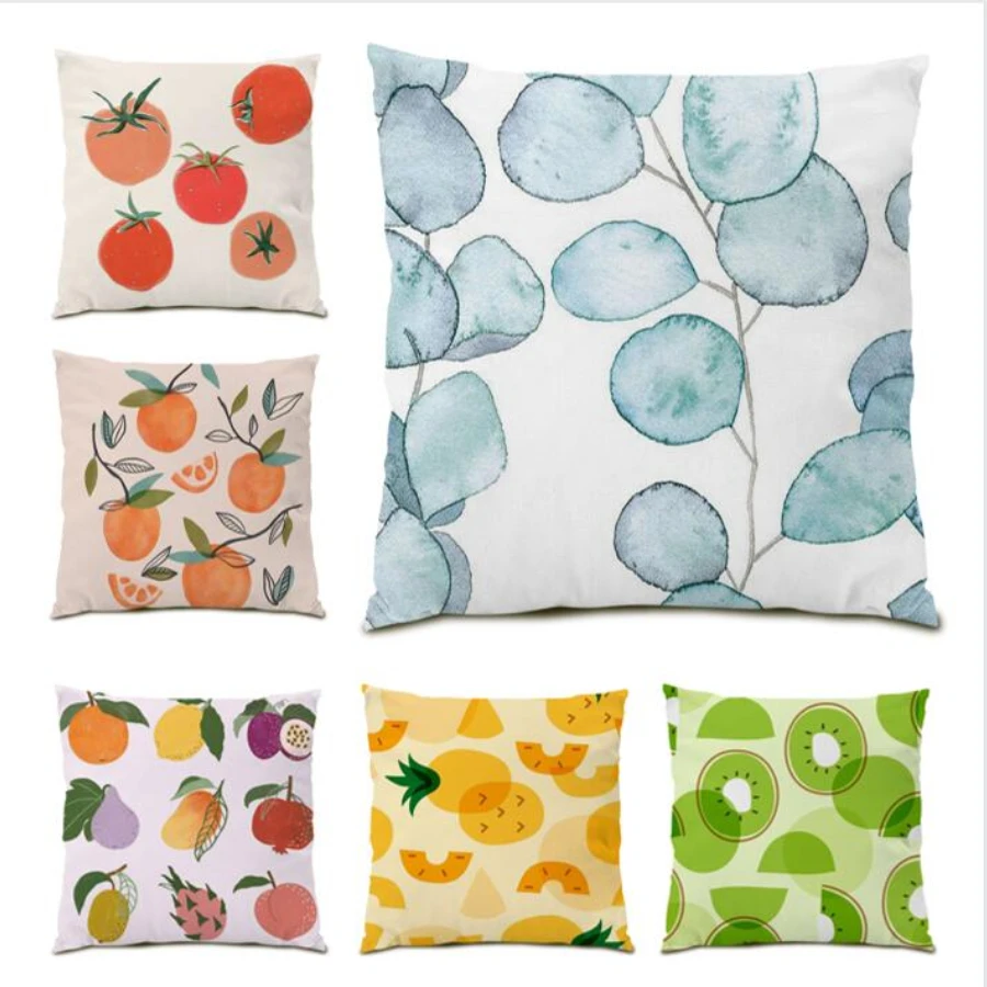 

Decoration Home Simple Cushion Cover 45x45 Stripes Fruit Print Pillow Case Throw Pillow Covers Living Room Decoration Sofa E0160