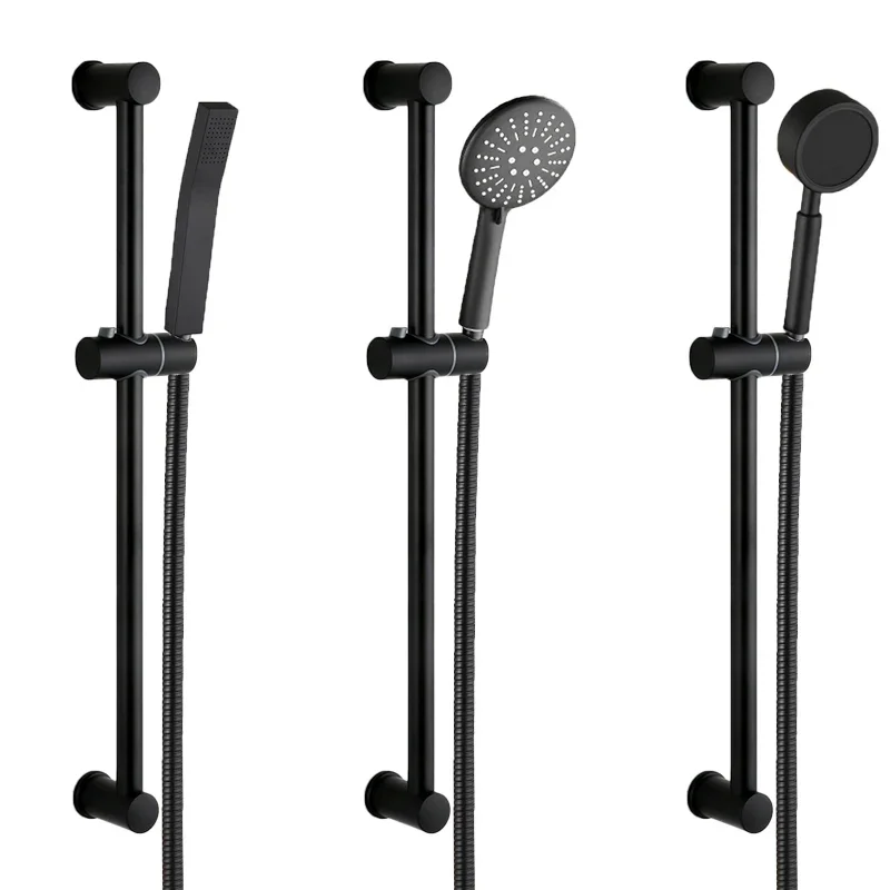 Stainless Steel Wall Mounted Black Bath Sliding Bar Wall Mounted Adjustable Rail Bathroom Accessories Handheld Shower Head Rod height adjustable shower bar