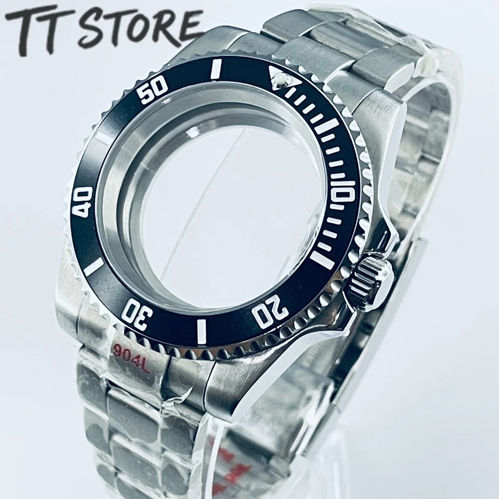 Silver 40mm Watch with Ceramic Bezel and Sapphire Case