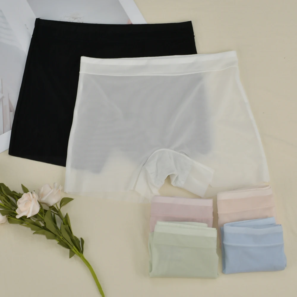 1pc Summer Ice Silk Ultra-thin Boxer Underwear Women Seamless High Waist Panties Plus Size Quick Dry Female Safety Shorts high waist panties,seamless panties,high waist underwear,safety shorts,safety pants,high waist shorts