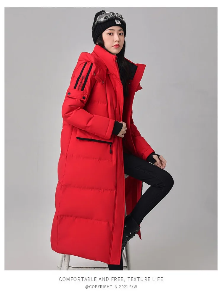 2023 New Warm Parkas Woman Down Winter Jacket Women Xplosion Medium Long Plus Loose Outwear Hooded Brand Coat