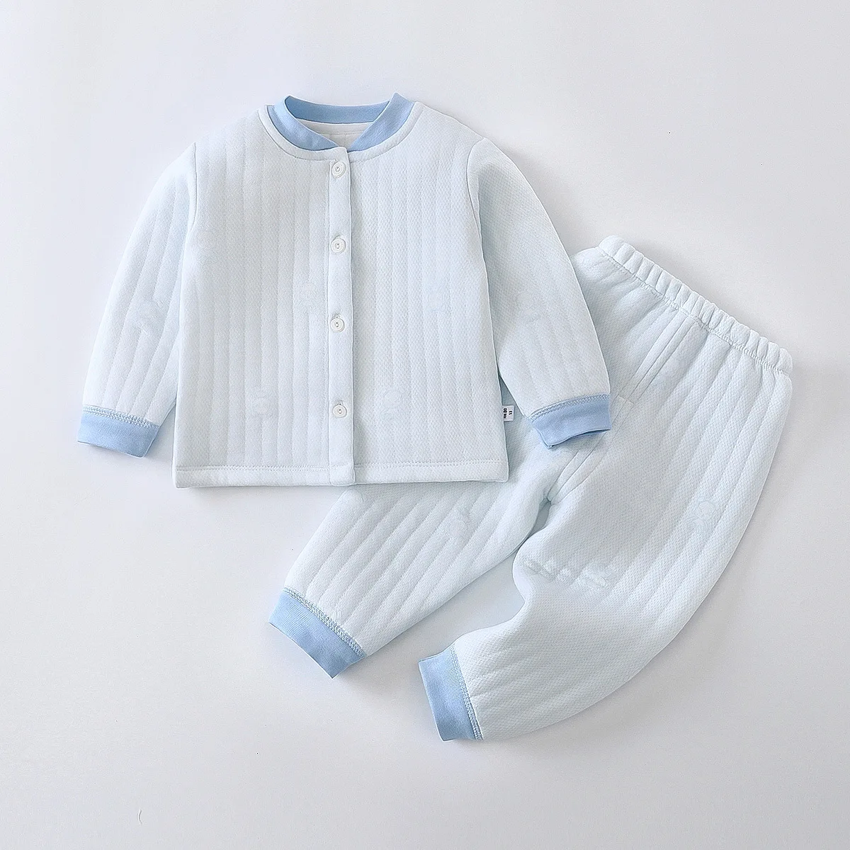 طقم بيجامة حرارية للأطفال مكون من 3 طبقات من القطن...