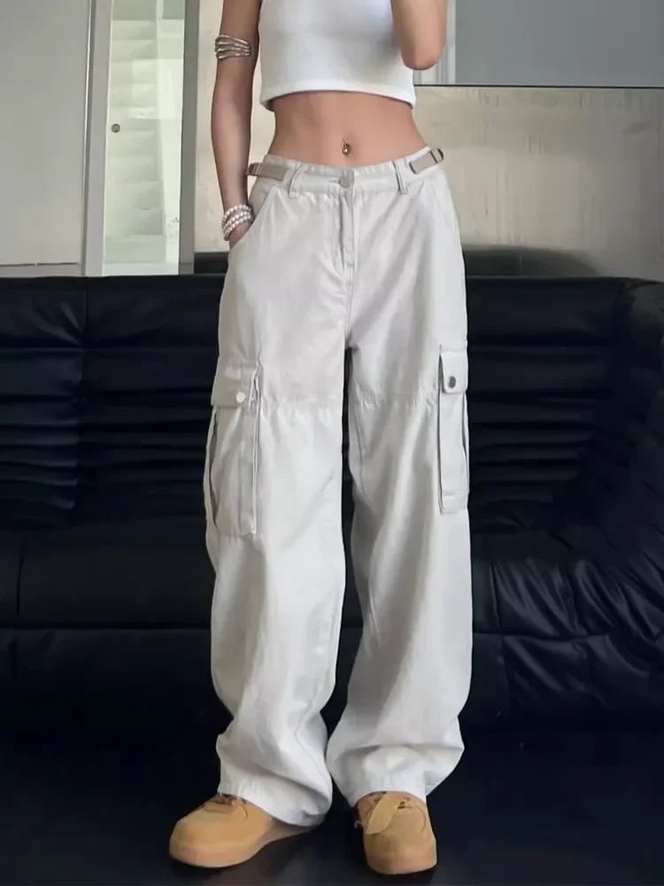 

Y2K Pockets Cargo Pants for Women Straight Oversize Pants Harajuku Vintage Aesthetic Low Waist Trousers Wide Leg Baggy Jeans 3XL