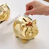 Nordic Style Ceramic Piggy Bank Ornaments. Golden Piggy Bank, Piggy Bank Ceramic Creative Gift Table Decorations Living Room 1