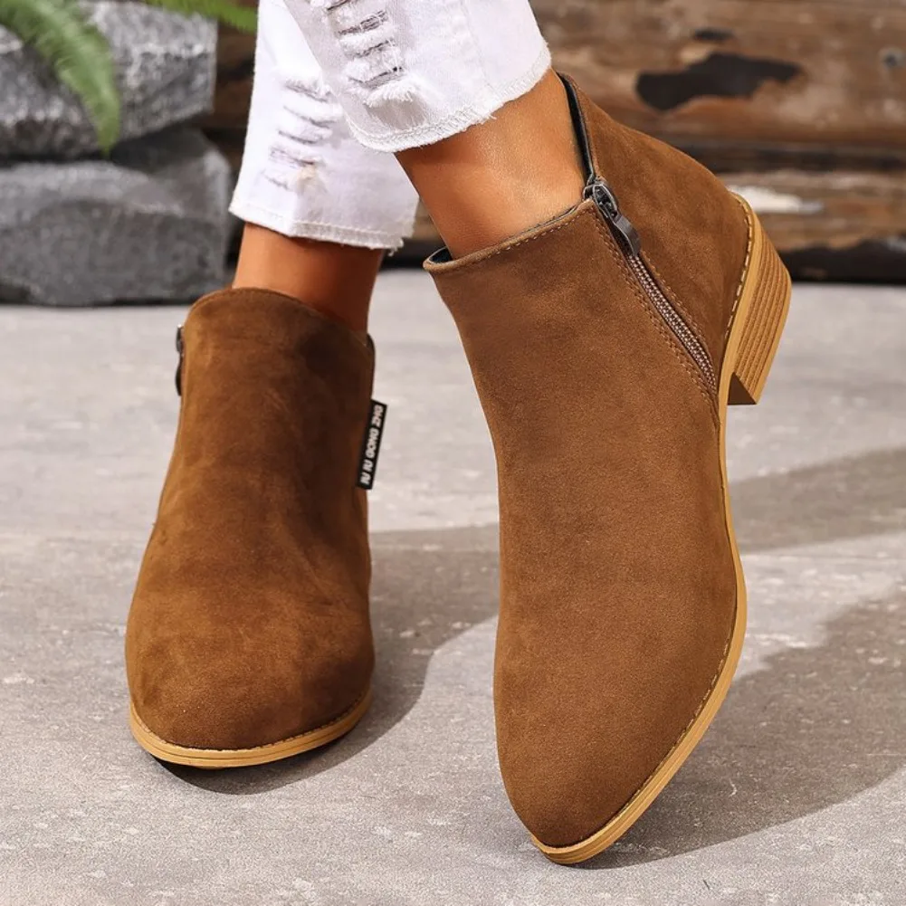 Women's Boots Thick Sole Ankle Boots Fashion Comfortable Snow Boots for Women Side Zipper Short Boot Plus Size Platform Shoes