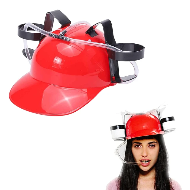 Novelty Place Drinking Helmet - Adjustable Can Holder Cap Drinker Favor Hat  for kids and Adults - Straw for Juice Soda - Party Fun Beverage