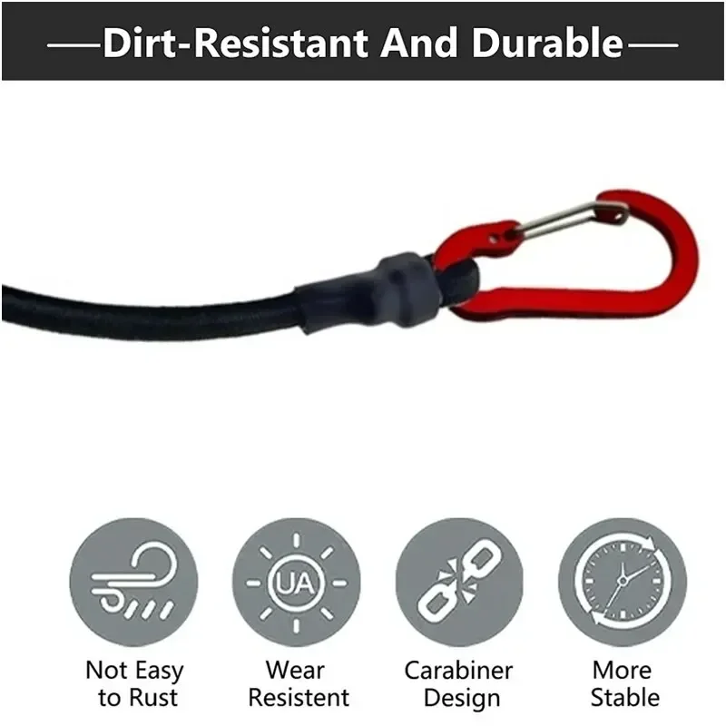 Bungee Cord Heavy Duty Bungee Cord Elastic Tie Strap String Carabiner Hooks Kayak Cycling Luggage Packing Ropes Camping Accessories
