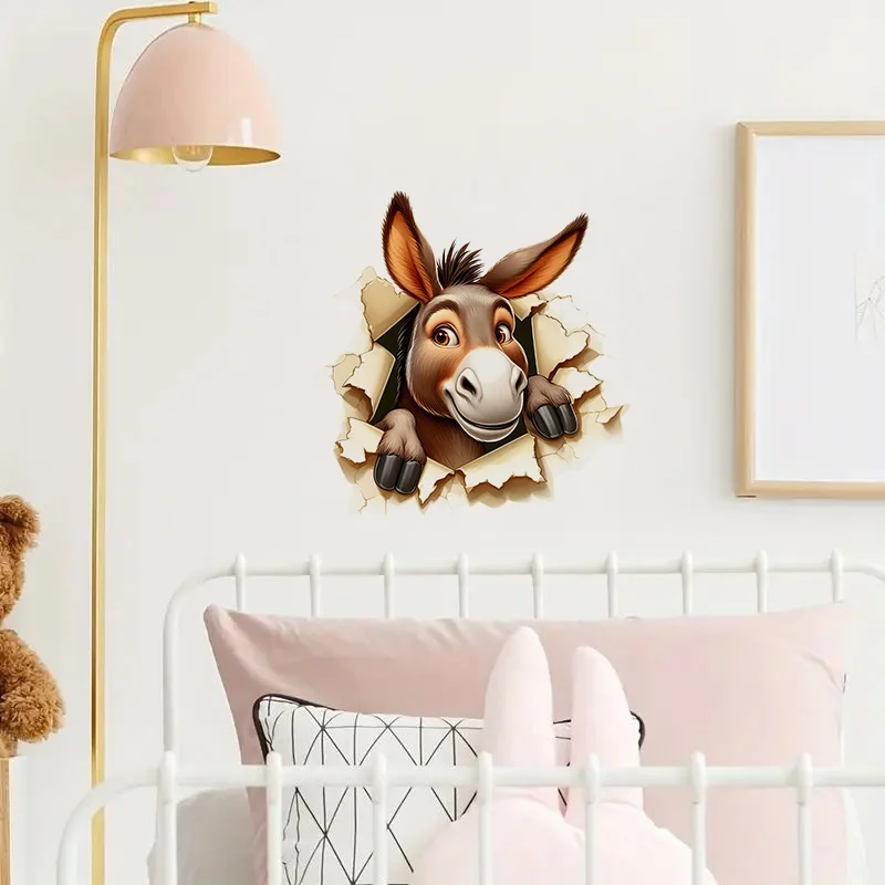90860# Donkey in the Hole Toilet Sticker, Durable Material, Perfect for Home Wall Decor, Aesthetic Room Decoration