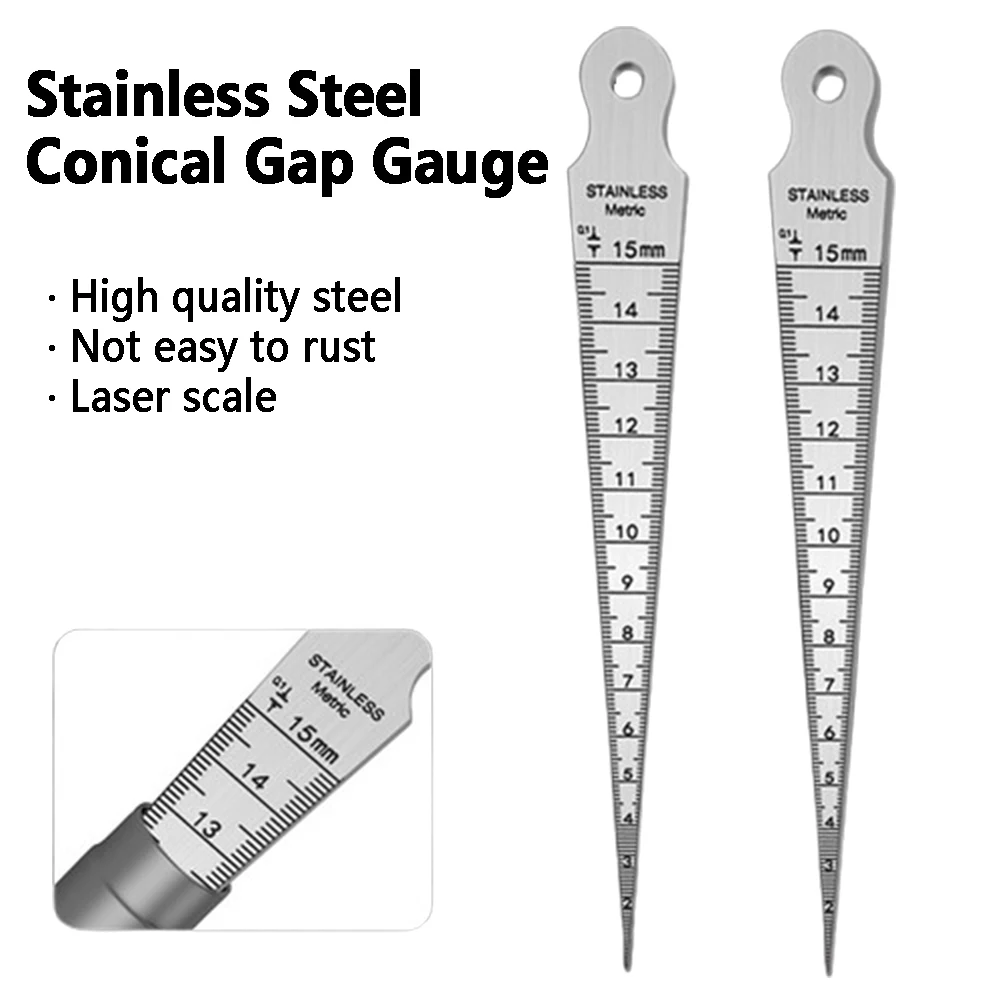 Stainless Steel Gap Gauge Aperture Taper Gauge 1Pcs 0-15mm High-precision Stainless Steel Inner Diameter Wedge Plug